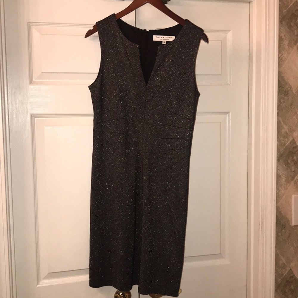 Black & Silver Trina Turk Los Angeles Pencil Dress